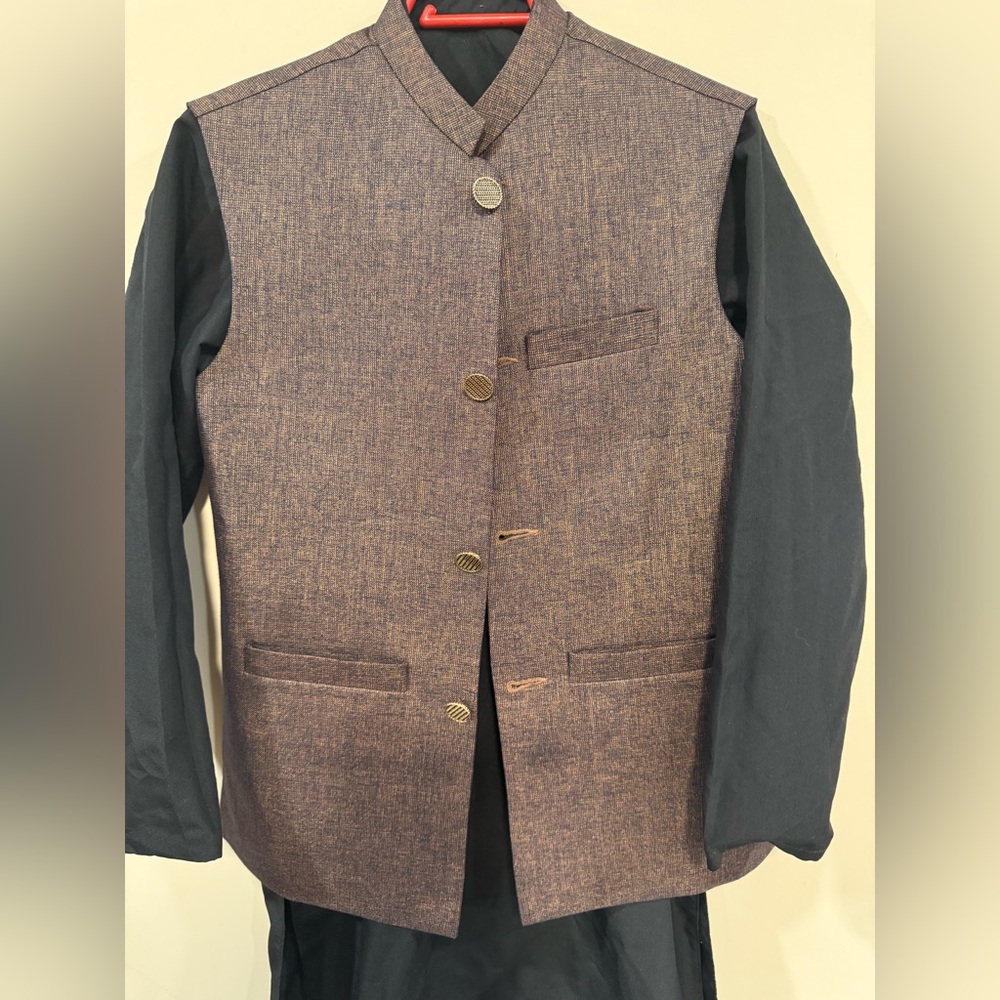 Indian Pakistani boys 3 pieces kameez shalwar with waistcoat